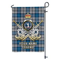 Custom Name Clan Napier Modern Tartan Garden Flag with Clan Crest and the Golden Sword of Courageous Legacy VP46