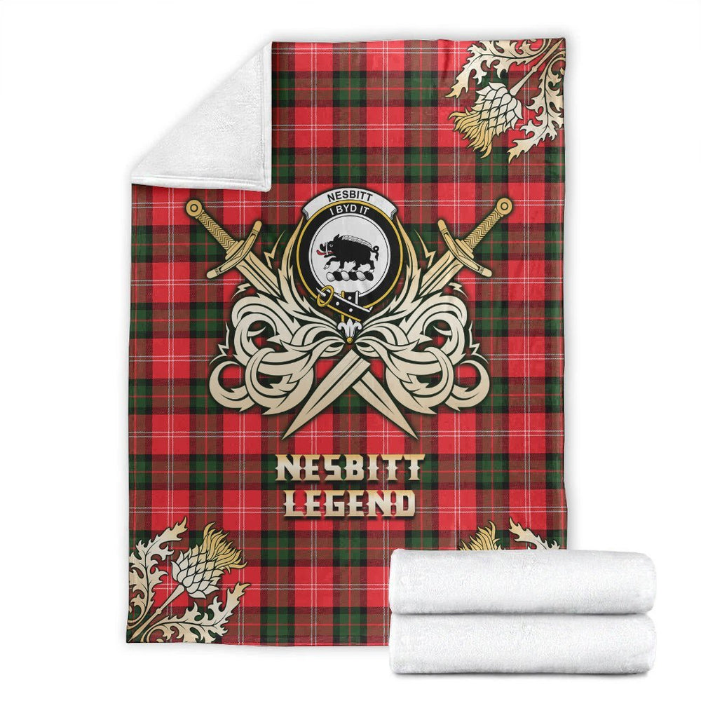 Clan Nesbitt Modern Tartan Gold Courage Symbol Blanket AB19 Clan Nesbitt Tartan Today