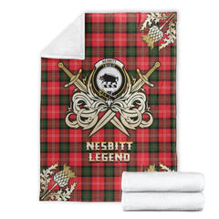 Clan Nesbitt Modern Tartan Gold Courage Symbol Blanket AB19 Clan Nesbitt Tartan Today