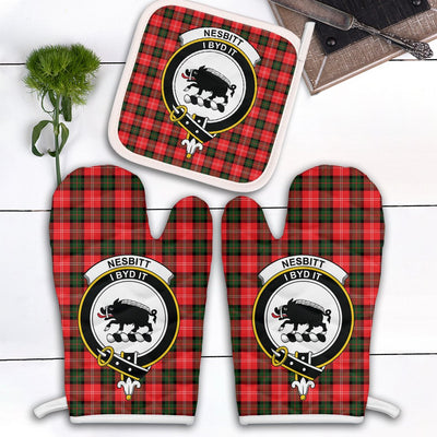 Clan Nesbitt Modern Tartan Crest Oven Mitt And Pot Holder (2 Oven Mitts + 1 Pot Holder)
