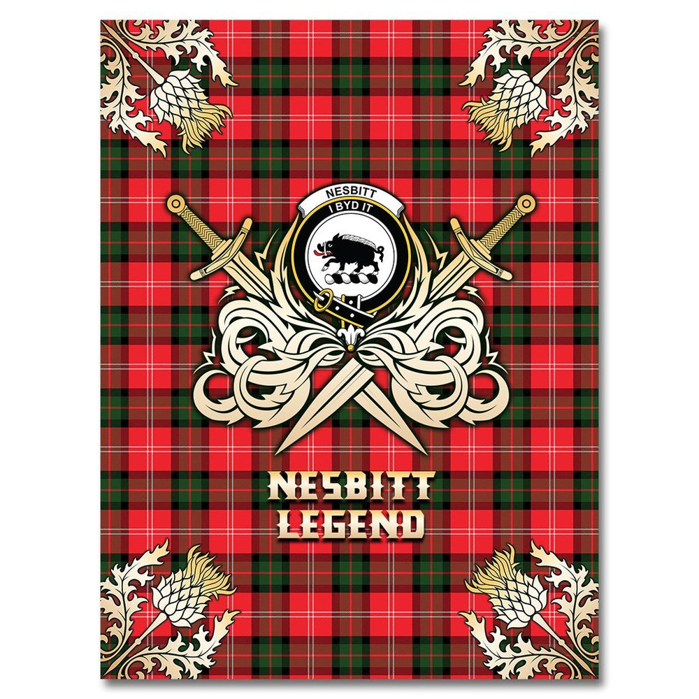 Clan Nesbitt Modern Tartan Gold Courage Symbol Blanket AB19 Clan Nesbitt Tartan Today