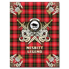 Clan Nesbitt Modern Tartan Gold Courage Symbol Blanket AB19 Clan Nesbitt Tartan Today