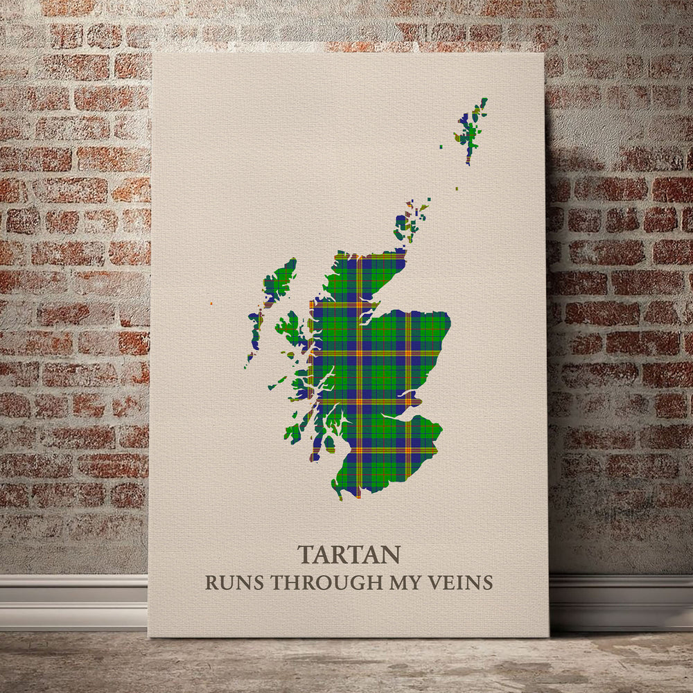 New Mexico Tartan Scotland Map Canvas – “Tartan Runs Through My Veins” Wall Art