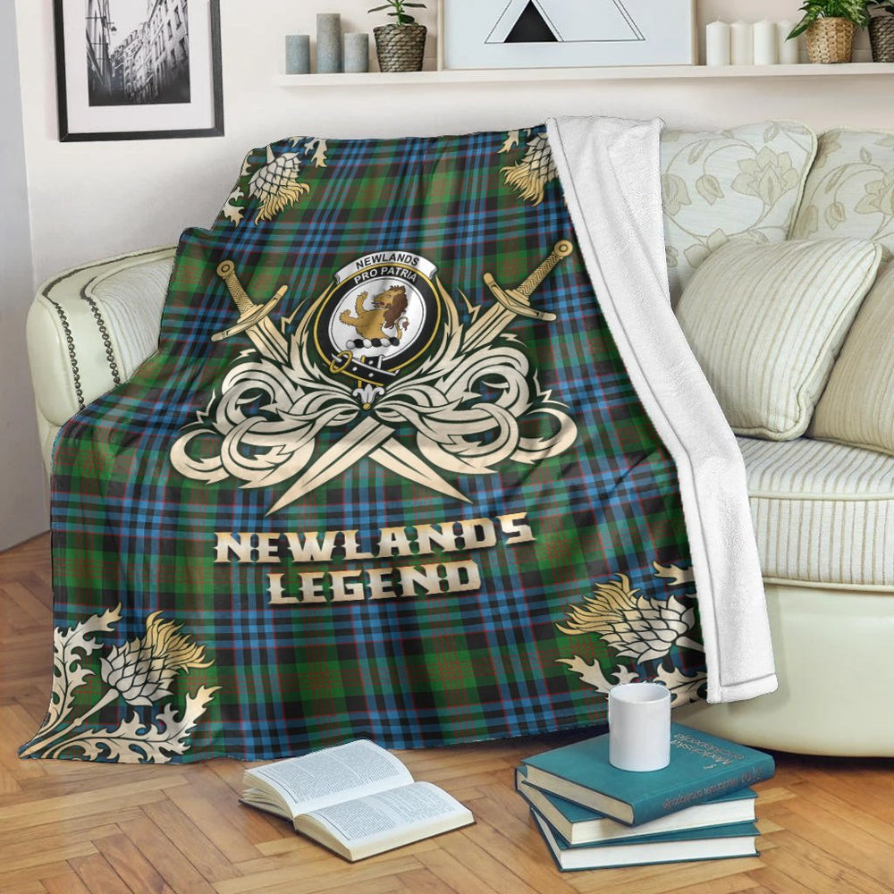 Clan Newlands of Lauriston Tartan Gold Courage Symbol Blanket PP32 Clan Newlands Tartan Today
