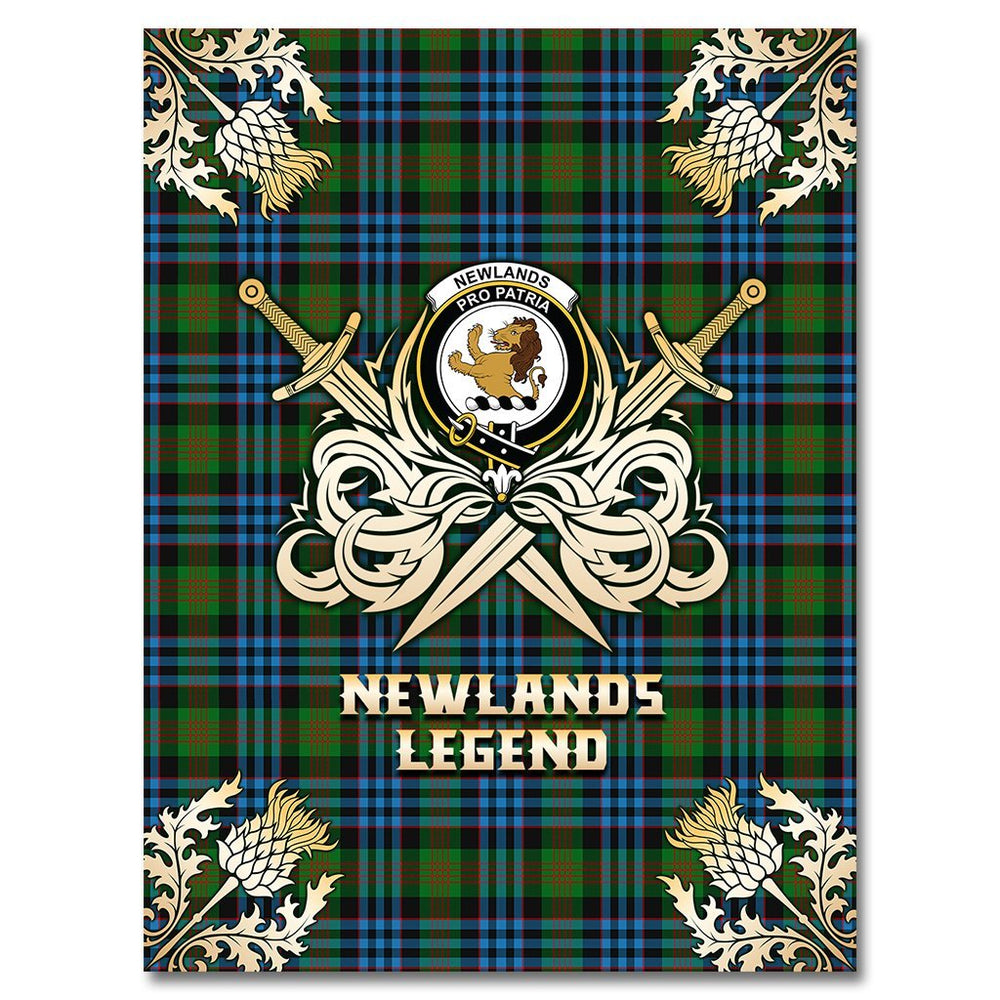 Clan Newlands of Lauriston Tartan Gold Courage Symbol Blanket PP32 Clan Newlands Tartan Today