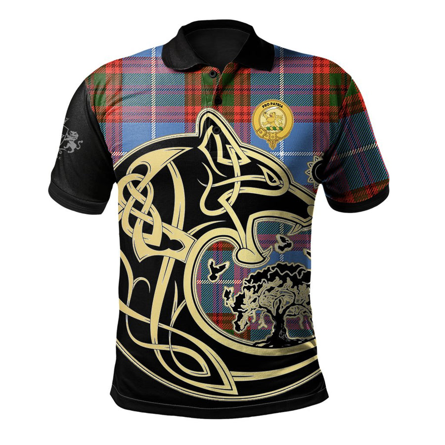 Clan Newton Tartan Polo Shirt Viking Wolf JR86 Newton Tartan Tartan Polo