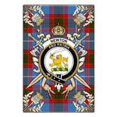 Clan Newton Tartan Crest Black Garden Flag - Gold Thistle SX72 Clan Newton Tartan Today