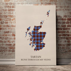Newton (Edingburg) Tartan Scotland Map Canvas – “Tartan Runs Through My Veins” Wall Art