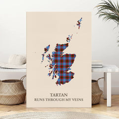 Clan Newton (Edingburg) Tartan Scotland Map Canvas “Tartan Runs Through My Veins” Wall Art ZQ38