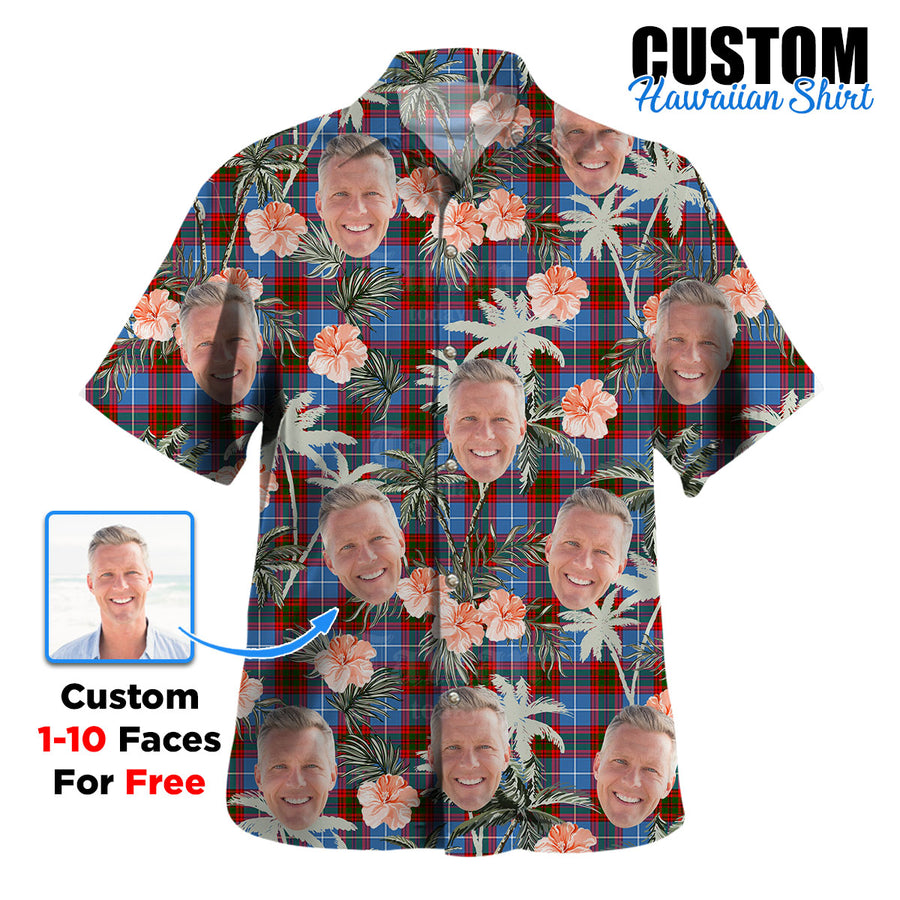 Clan Newton (Edingburg) Tartan Custom Face Hawaiian Shirt – Unisex Gift for Family Members, Summer Party KT14 Newton (Edingburg) Tartan Tartan Hawaii Shirt