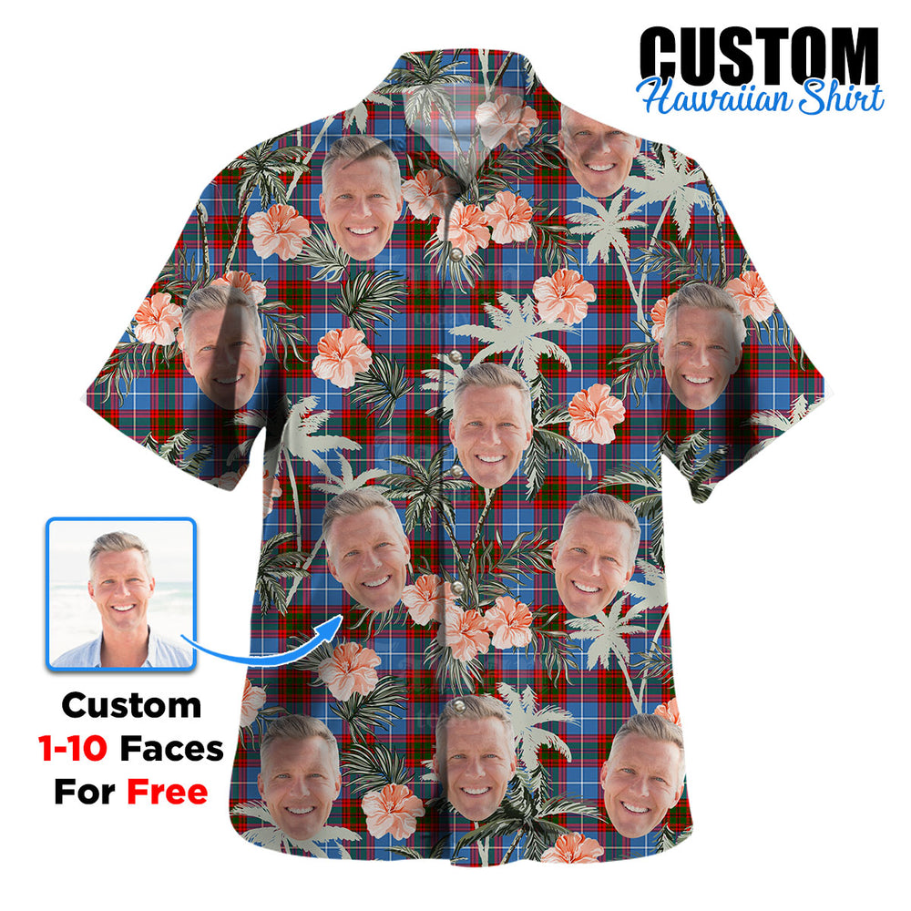 Clan Newton (Edingburg) Tartan Custom Face Hawaiian Shirt – Unisex Gift for Family Members, Summer Party KT14 Newton (Edingburg) Tartan Tartan Hawaii Shirt