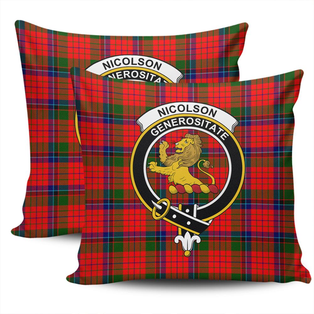 Clan Nicolson Modern Tartan Crest Pillow Cover EK71 Clan Nicolson Tartan Today