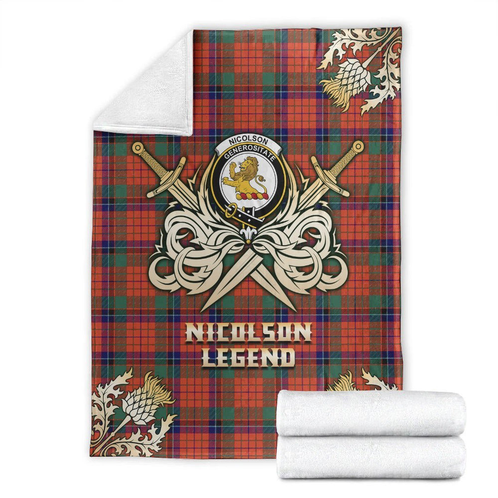 Clan Nicolson Ancient Tartan Gold Courage Symbol Blanket HO88 Clan Nicolson Tartan Today