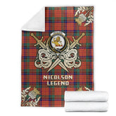Clan Nicolson Ancient Tartan Gold Courage Symbol Blanket HO88 Clan Nicolson Tartan Today