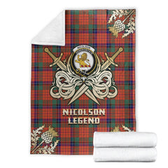 Clan Nicolson Ancient Tartan Gold Courage Symbol Blanket HO88 Clan Nicolson Tartan Today