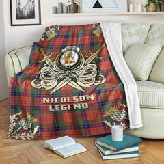 Clan Nicolson Ancient Tartan Gold Courage Symbol Blanket HO88 Clan Nicolson Tartan Today
