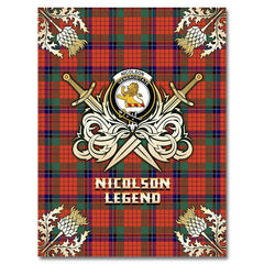 Clan Nicolson Ancient Tartan Gold Courage Symbol Blanket HO88 Clan Nicolson Tartan Today