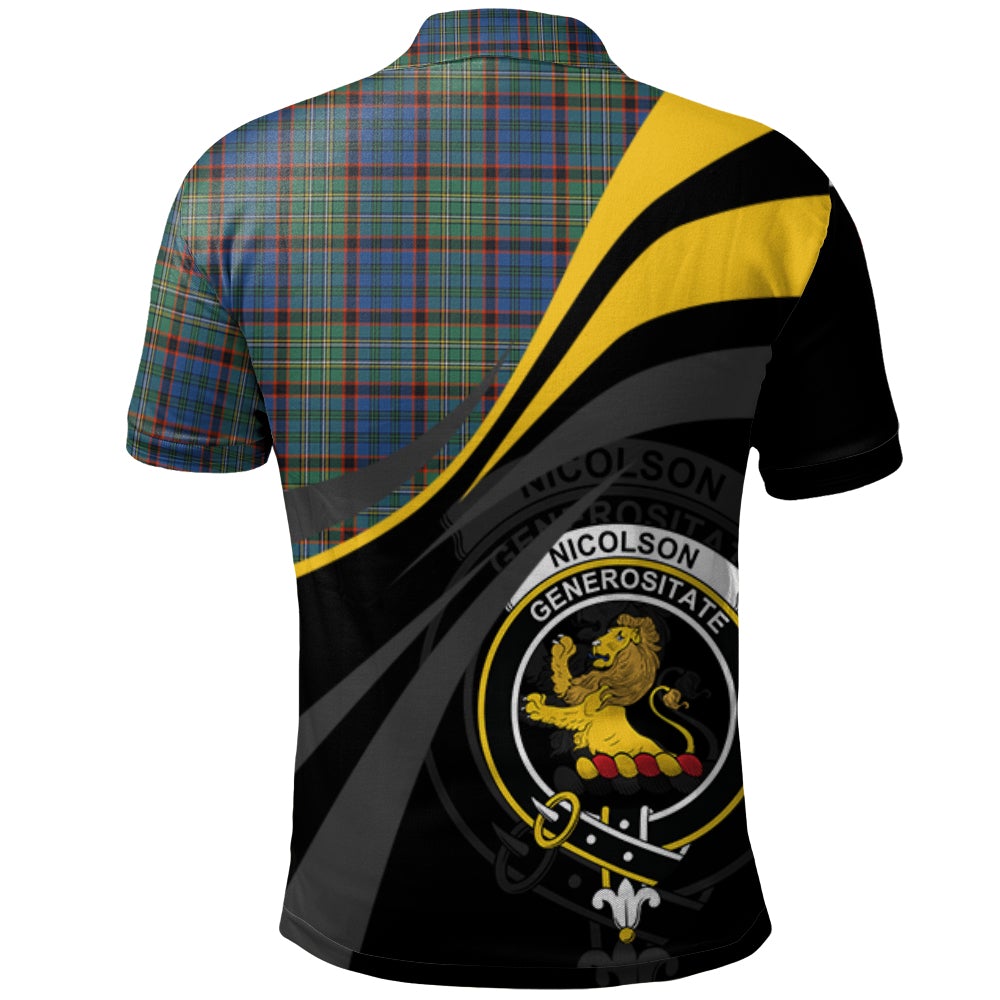 Clan Nicolson Hunting Ancient Tartan Polo Shirt - Royal Coat Of Arms Style CN31 Nicolson Hunting Ancient Tartan Tartan Polo