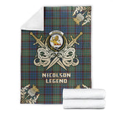 Clan Nicolson Hunting Ancient Tartan Gold Courage Symbol Blanket LK32 Clan Nicolson Tartan Today