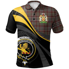 Clan Nicolson Hunting Weathered Tartan Polo Shirt - Royal Coat Of Arms Style PW66 Nicolson Hunting Weathered Tartan Tartan Polo