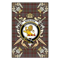 Clan Nicolson Hunting Weathered Tartan Crest Black Garden Flag - Gold Thistle FC72 Clan Nicolson Tartan Today