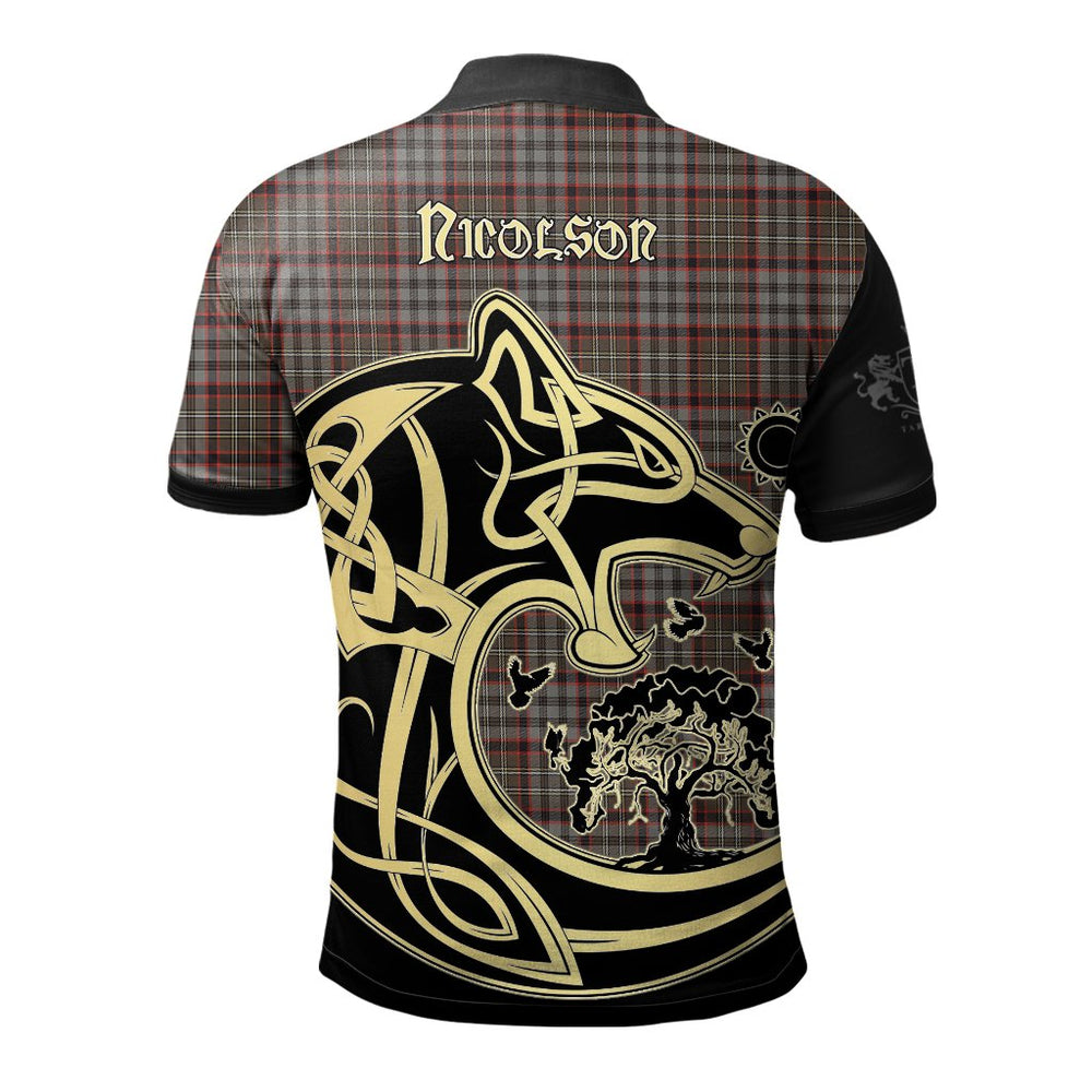 Clan Nicolson Hunting Weathered Tartan Polo Shirt Viking Wolf MY46 Nicolson Hunting Weathered Tartan Tartan Polo