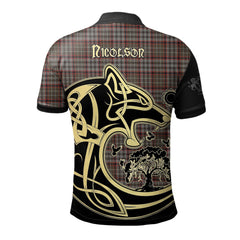 Clan Nicolson Hunting Weathered Tartan Polo Shirt Viking Wolf MY46 Nicolson Hunting Weathered Tartan Tartan Polo