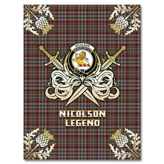 Clan Nicolson Hunting Weathered Tartan Gold Courage Symbol Blanket KJ60 Clan Nicolson Tartan Today