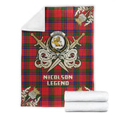 Clan Nicolson Modern Tartan Gold Courage Symbol Blanket JH36 Clan Nicolson Tartan Today