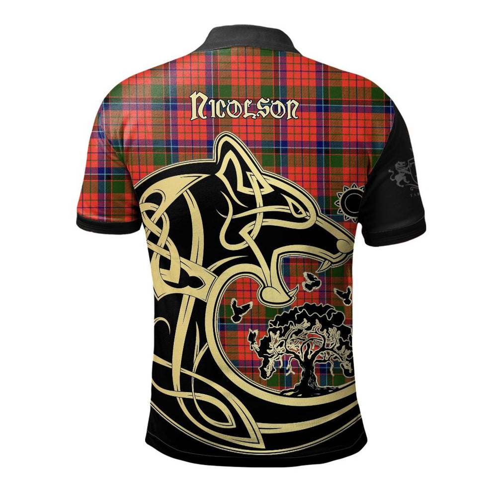 Clan Nicolson Modern Tartan Polo Shirt Viking Wolf BY24 Nicolson Modern Tartan Tartan Polo
