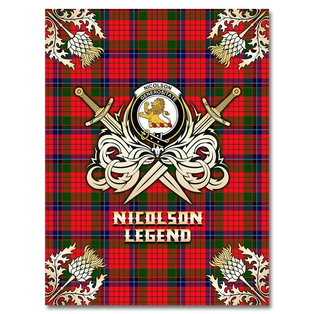 Clan Nicolson Modern Tartan Gold Courage Symbol Blanket JH36 Clan Nicolson Tartan Today