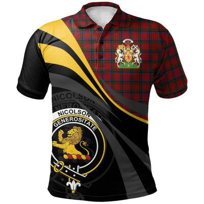 Clan Nicolson MacNicol Tartan Polo Shirt - Royal Coat Of Arms Style