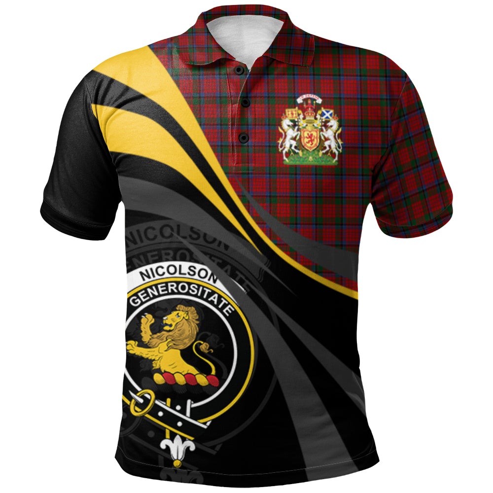 Clan Nicolson MacNicol Tartan Polo Shirt - Royal Coat Of Arms Style CO65 Nicolson MacNicol Tartan Tartan Polo
