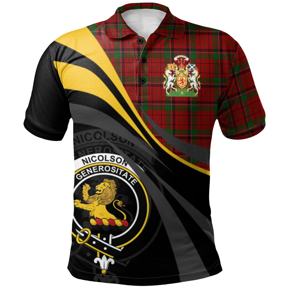 Clan Nicolson MacNicol 03 Tartan Polo Shirt - Royal Coat Of Arms Style LH74 Nicolson MacNicol 03 Tartan Tartan Polo