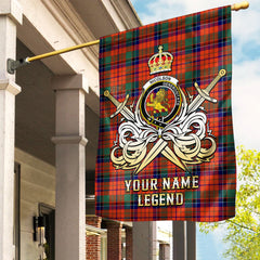 Custom Name Clan Nicolson Ancient Tartan Garden Flag with Clan Crest and the Golden Sword of Courageous Legacy CN21
