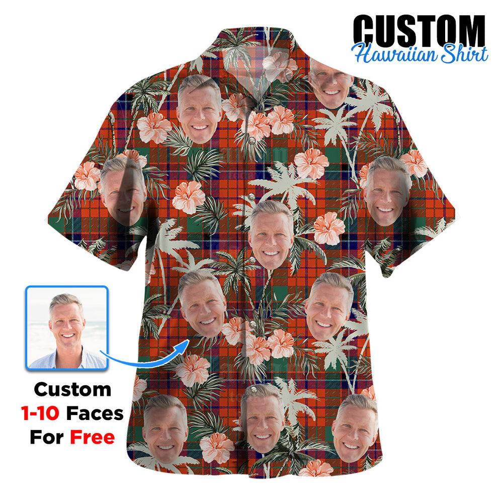 Clan Nicolson Ancient Tartan Custom Face Hawaiian Shirt – Unisex Gift for Family Members, Summer Party XC65 Nicolson Ancient Tartan Tartan Hawaii Shirt