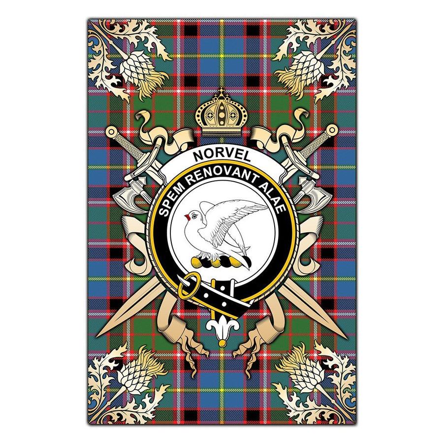 Clan Norvel Tartan Crest Black Garden Flag