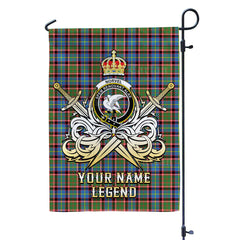 Custom Name Clan Norvel (Stirling) Tartan Garden Flag with Clan Crest and the Golden Sword of Courageous Legacy SB35