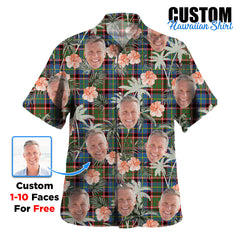 Clan Norvel (Stirling) Tartan Custom Face Hawaiian Shirt – Unisex Gift for Family Members, Summer Party WY93 Norvel (Stirling) Tartan Tartan Hawaii Shirt