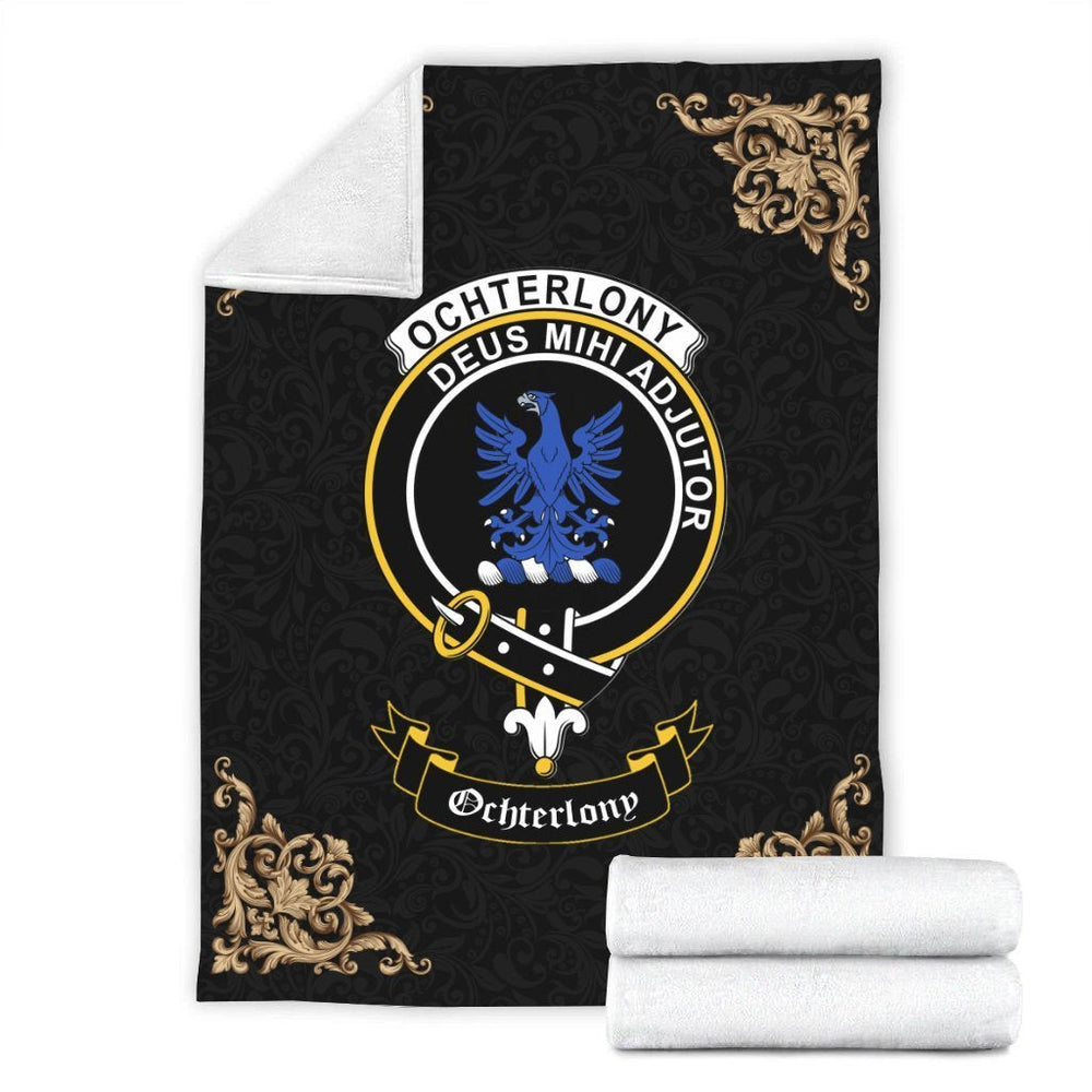 Clan Ochterlony Crest Tartan Premium Blanket Black HE71 Clan Ochterlony/ Ochterlonie Tartan Today