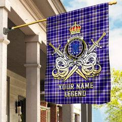 Custom Name Clan Ochterlony Tartan Garden Flag with Clan Crest and the Golden Sword of Courageous Legacy AV71