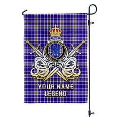 Custom Name Clan Ochterlony Tartan Garden Flag with Clan Crest and the Golden Sword of Courageous Legacy AV71