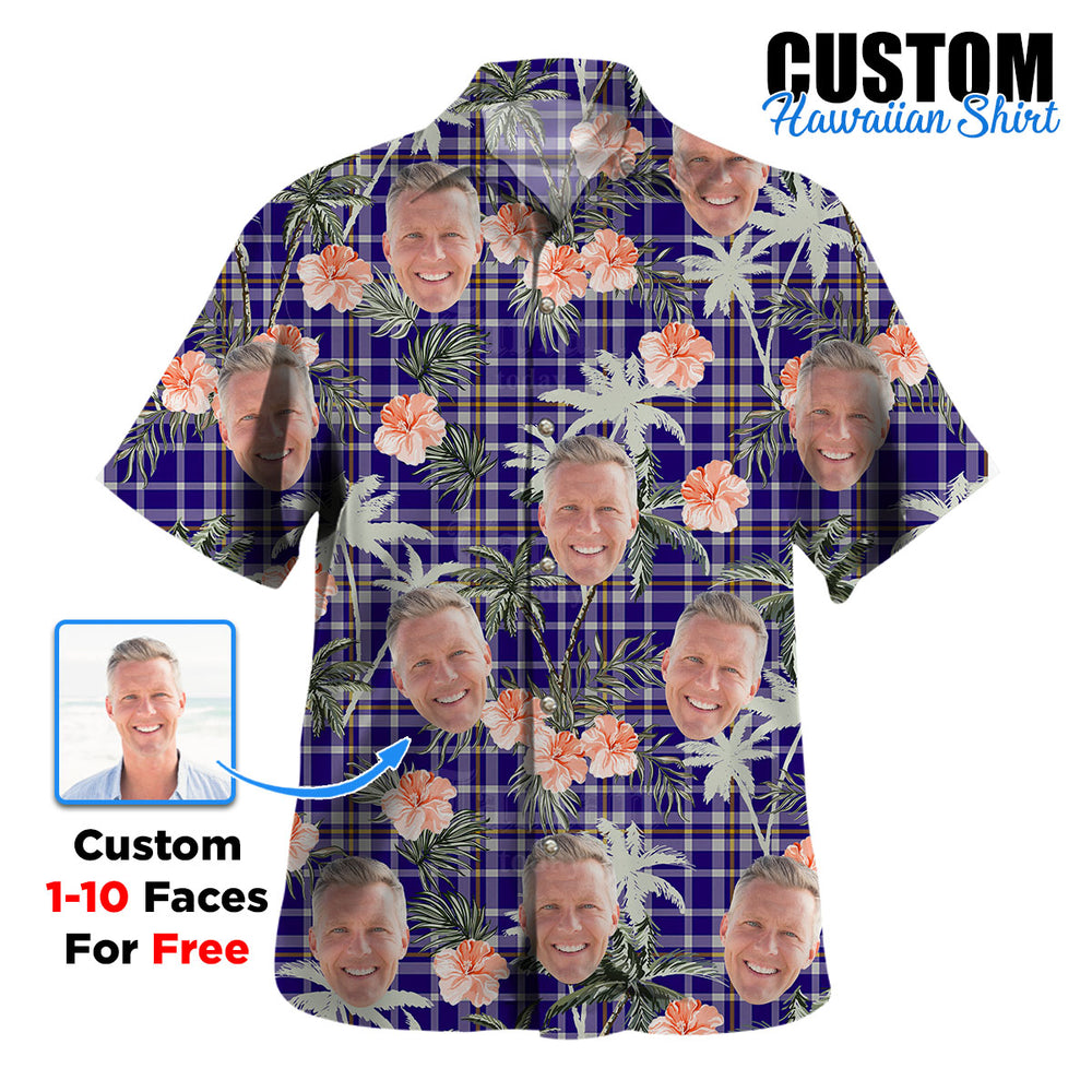 Clan Ochterlony Tartan Custom Face Hawaiian Shirt – Unisex Gift for Family Members, Summer Party ZM92 Ochterlony Tartan Tartan Hawaii Shirt