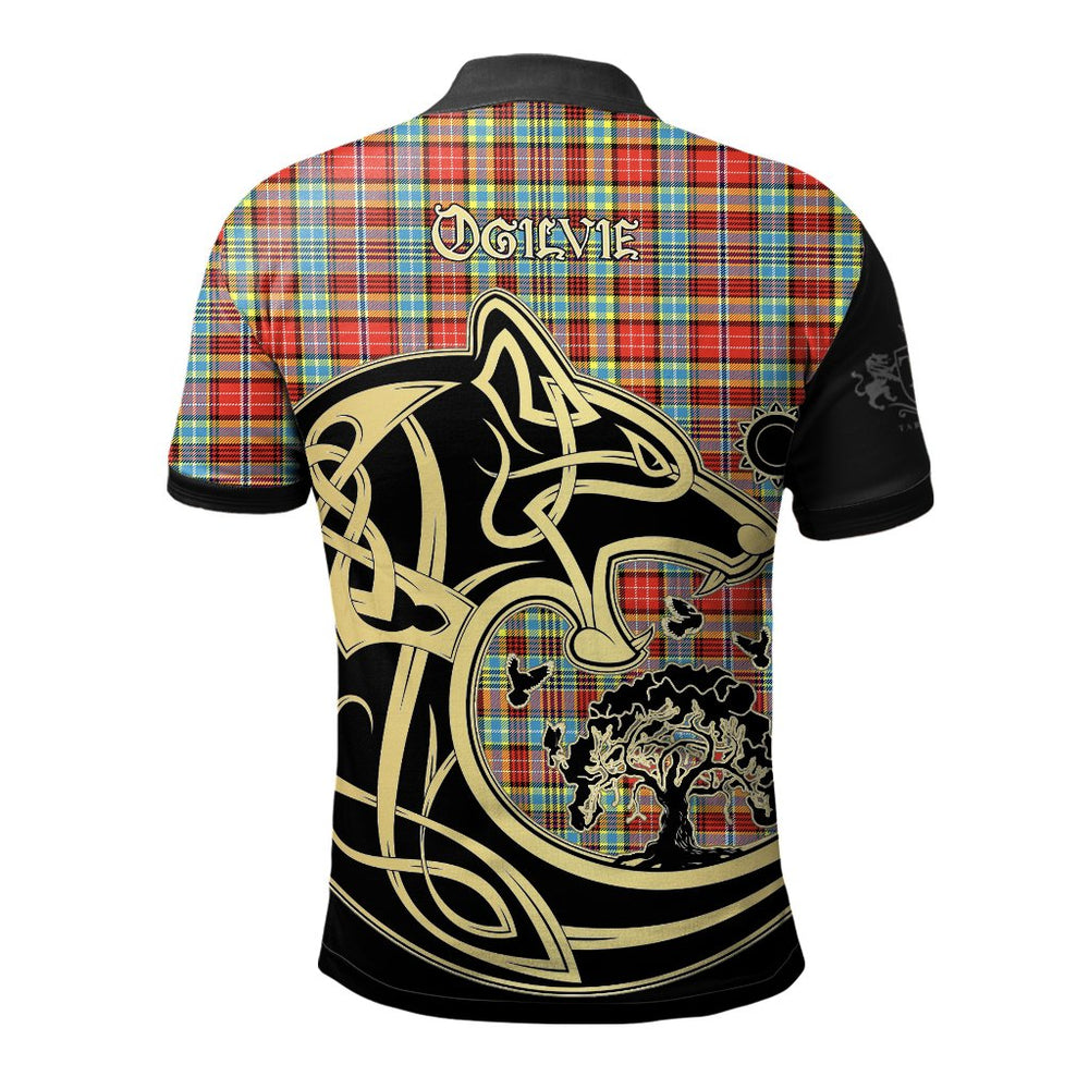 Clan Ogilvie Tartan Polo Shirt Viking Wolf DO15 Ogilvie Tartan Tartan Polo