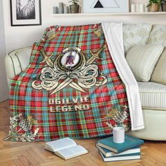 Clan Ogilvie Tartan Gold Courage Symbol Blanket JH84 Clan Ogilvie Tartan Today