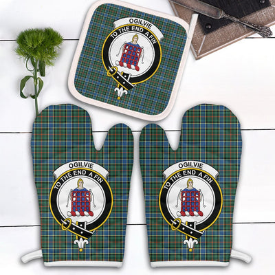 Clan Ogilvie Hunting Ancient Tartan Crest Oven Mitt And Pot Holder (2 Oven Mitts + 1 Pot Holder)