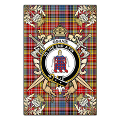 Clan Ogilvie of Airlie Ancient Tartan Crest Black Garden Flag - Gold Thistle PF33 Clan Ogilvie Tartan Today