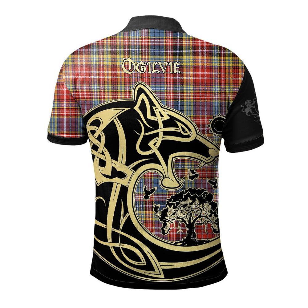 Clan Ogilvie of Airlie Ancient Tartan Polo Shirt Viking Wolf WX14 Ogilvie of Airlie Ancient Tartan Tartan Polo