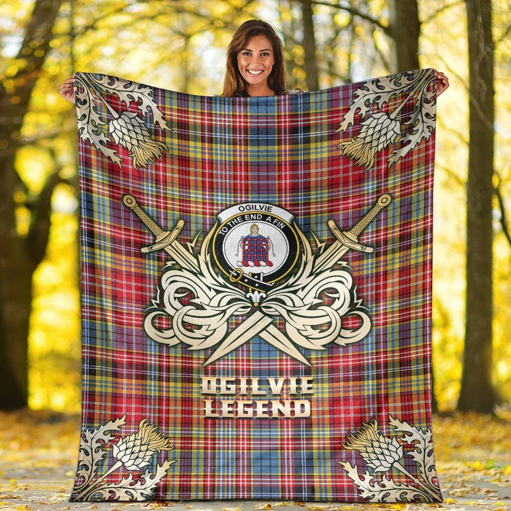 Clan Ogilvie of Airlie Ancient Tartan Gold Courage Symbol Blanket YI86 Clan Ogilvie Tartan Today