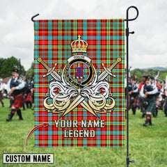 Personalized Custom Name Clan Ogilvie Tartan Garden Flag with Clan Crest and the Golden Sword of Courageous Legacy PR75 - Ogilvie Tartan Design, Scottish Heritage Gift
